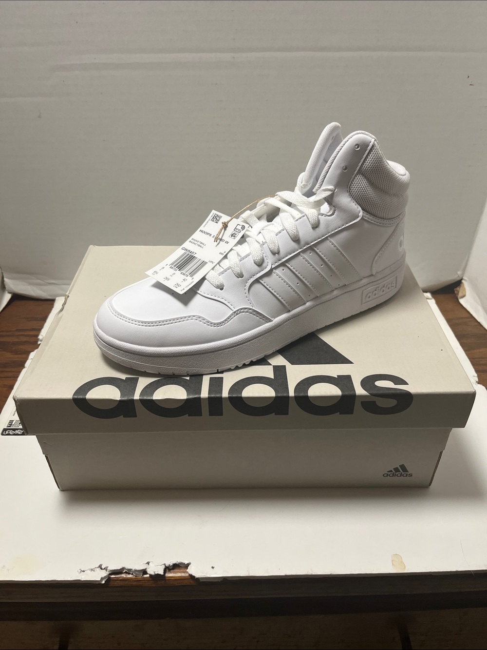 adidas White High-Top Basketball-Inspired Sneakers